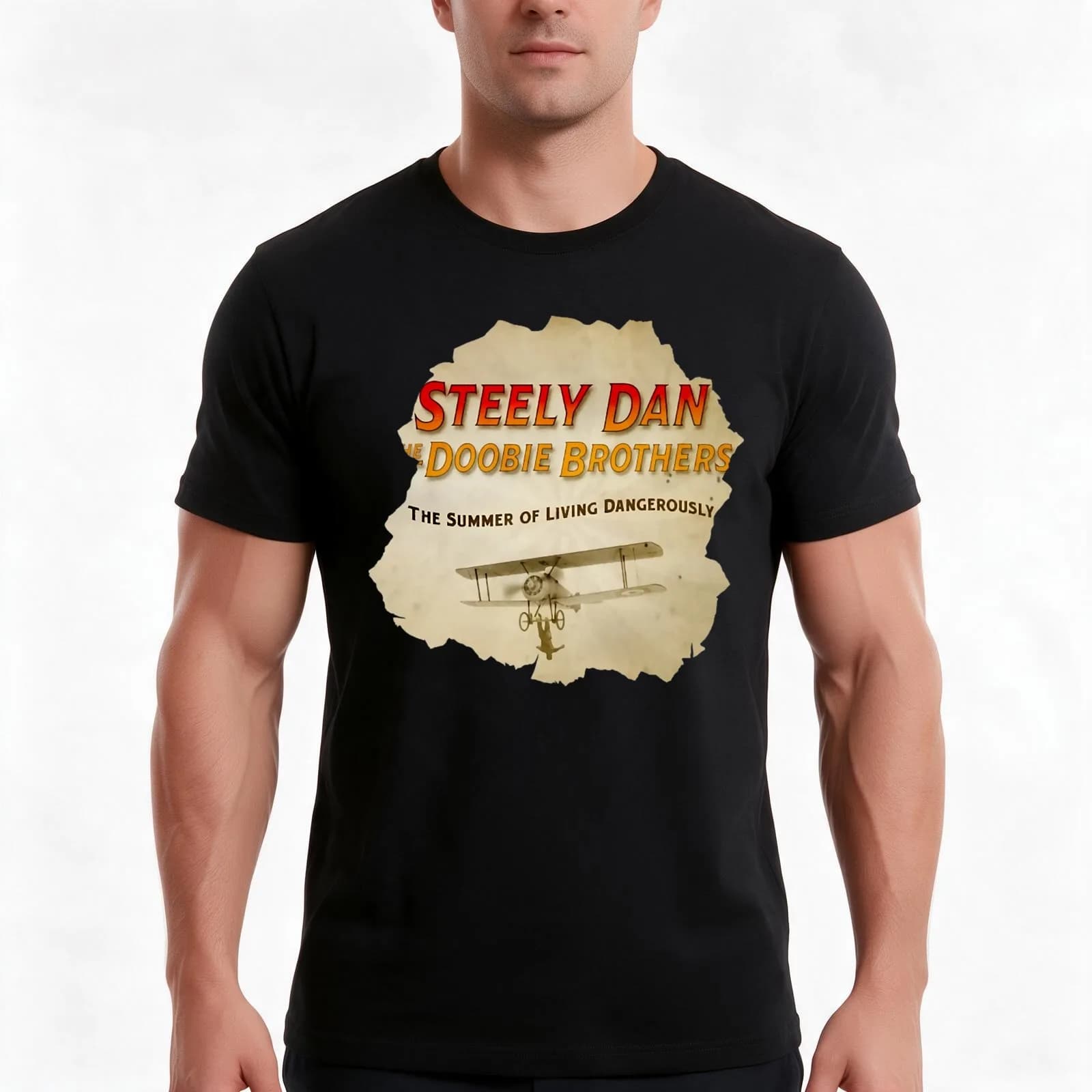 Steely band Dan The Doobie Brothers T-Shirt, Summer Casual Cotton Tee, Oversized Streetwear Tops, Vintage Graphic Print