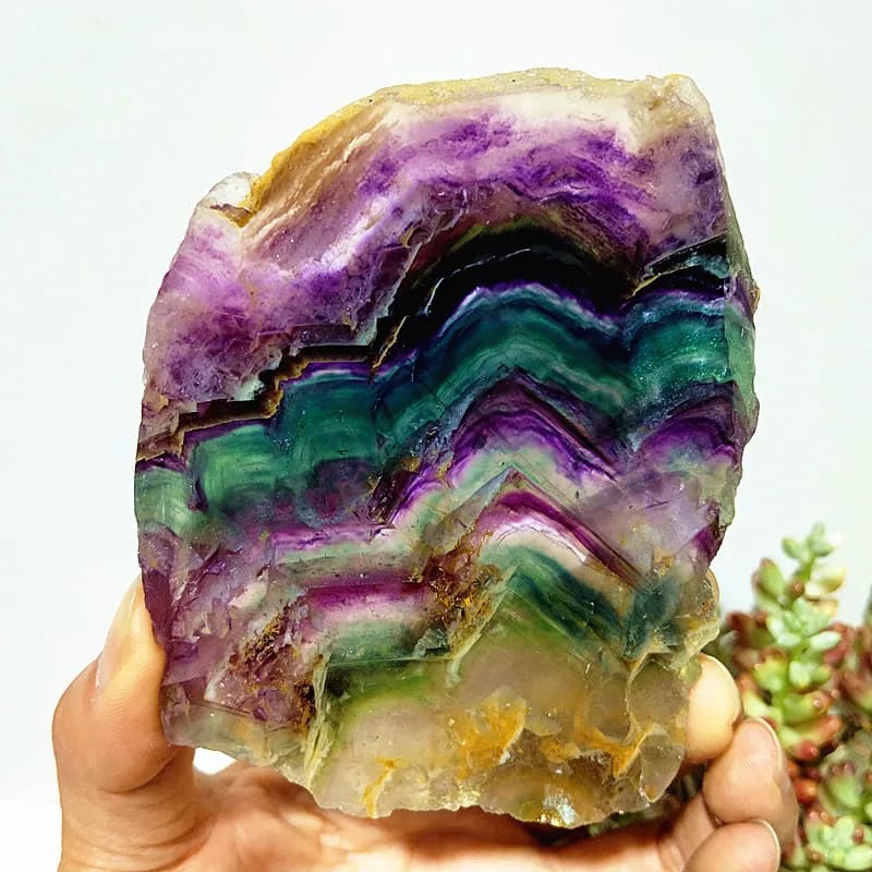 Natural Stone Colorful Fluorite Tablet Chakra Spiritual Meditation Healing Feng Shui Energy Crystal Room Ornament