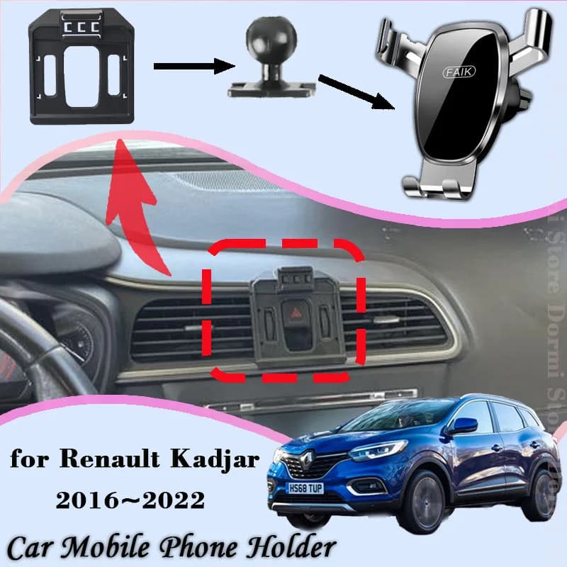 Car Mobile Phone Holder for Renault Kadjar 2016~2022 Air Vent Cellphone Bracket Auto Smartphone Tray Stand Gravity Accessories