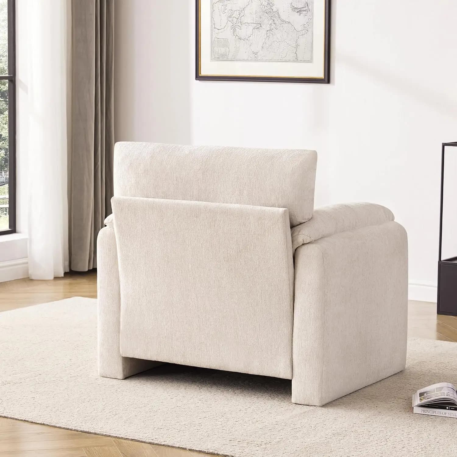 Accent Chair for Living Room, Oversized Reading Armchair, Beige