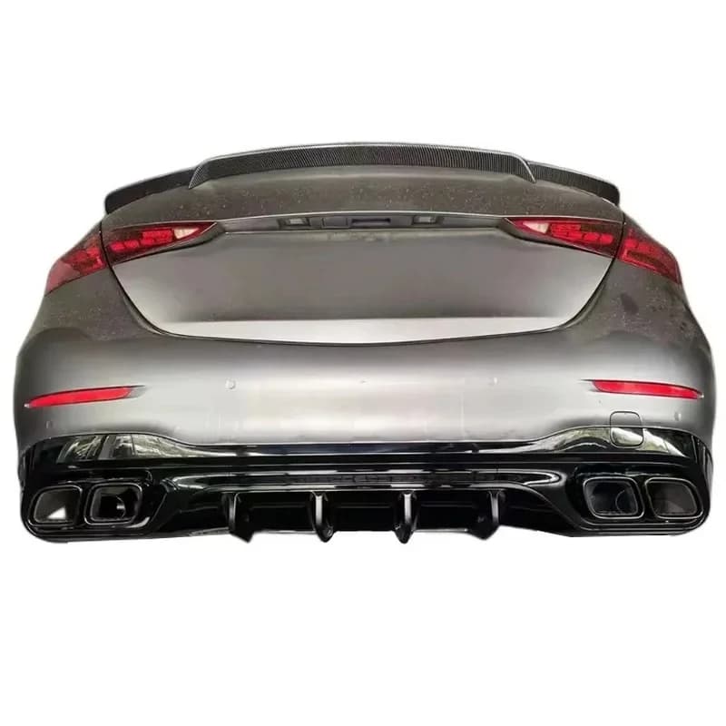Body Parts C63 Style Car Rear Bumper Vents Spoiler Lip Diffuser With Tail Pipe W206