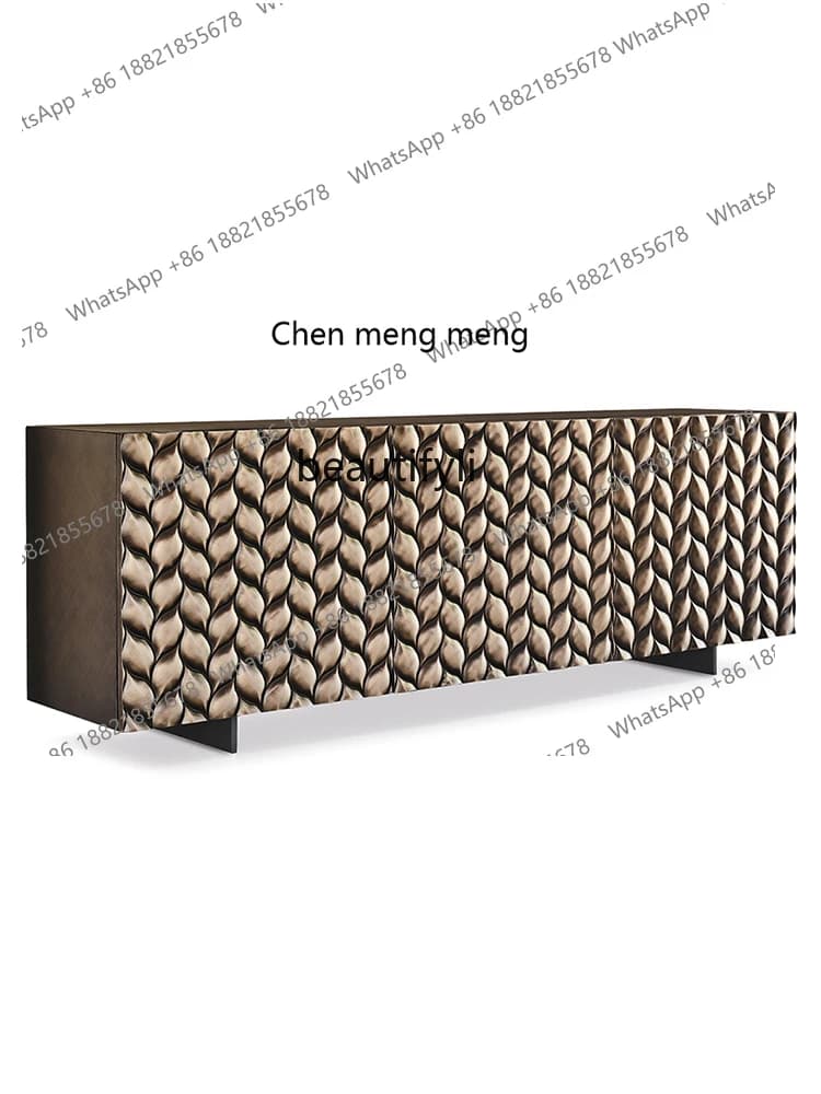 Italian Relief Entrance Cabinet Designer Model High-End Hotel Homestay Curio Cabinet Italian Light Luxury Art Sideboard Cabinet