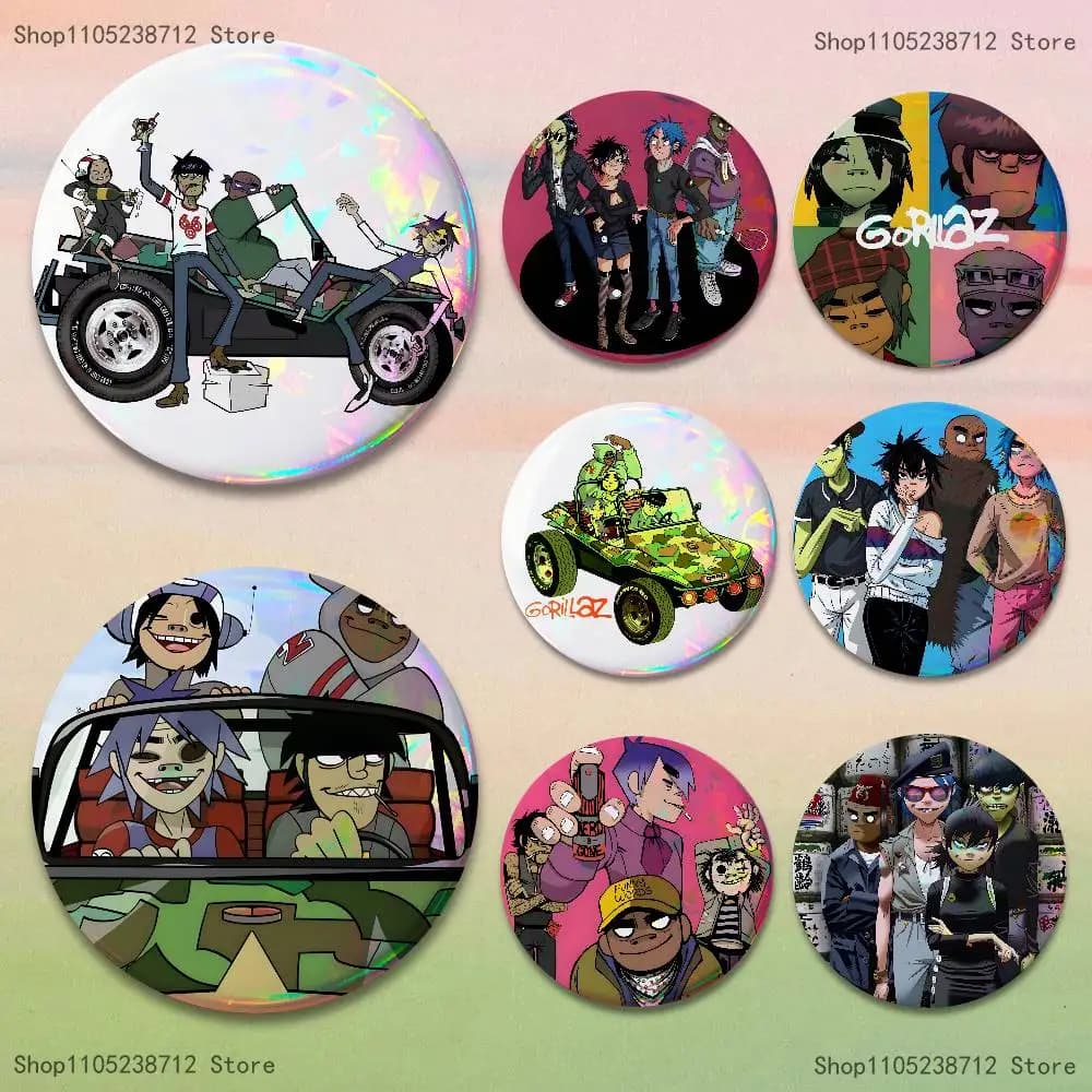 G-Gorillaz Rock Band Button Pin Bright Printed Icon Gift For Friends Badge Collar Brooch Lapel Pin Metal