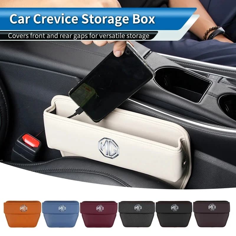 Car Seat Crevice Anti Leak Storage Box Gap Organizer For MG ZS EV HS MG4 MG6 Mulan, Leather Side Seam Storage Holder Interior Pa