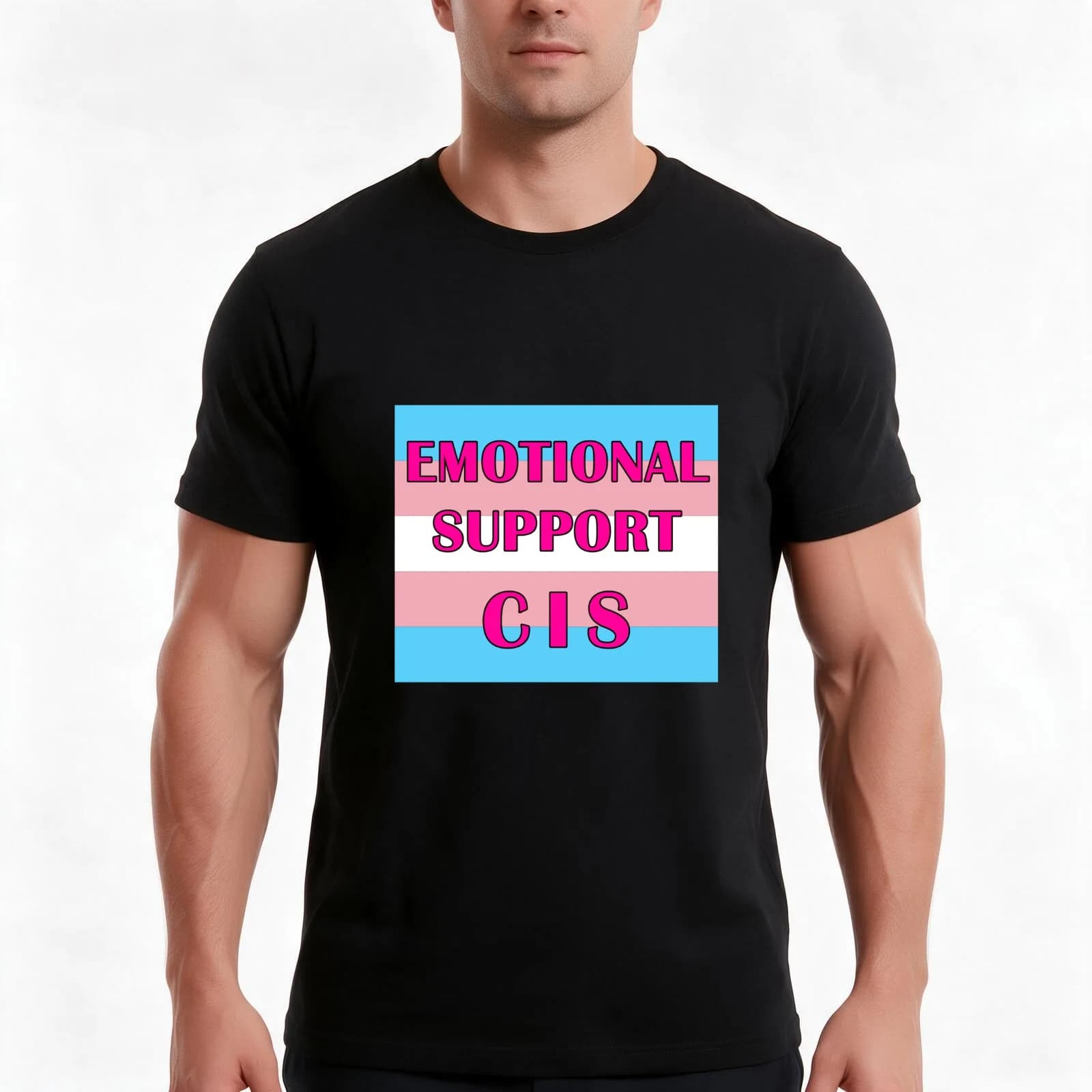 Emotional Support Cis T-Shirt, Summer Casual Cotton Tee, Oversized Streetwear Tops, Vintage Graphic Print, Unisex Men Women