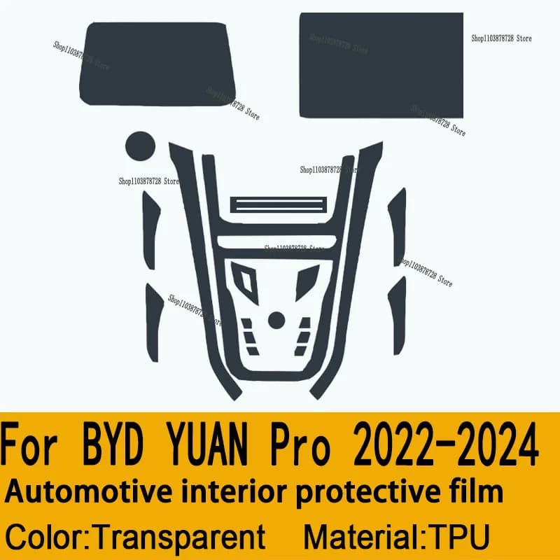 For BYD YUAN Pro 2022 2023 2024 TPU Car Gearbox Dashboard Panel Gps Navigation Screen Anti-scratch Protective Film Sticker