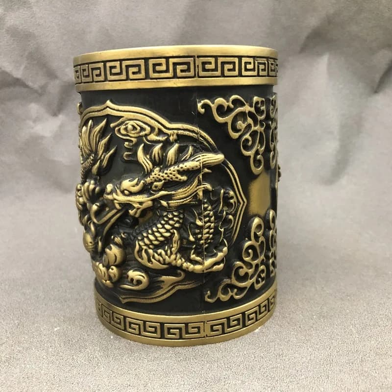 Antique miscellaneous items: holders, pen racks, stationery, four treasures of the study, home craft ornaments, double drago