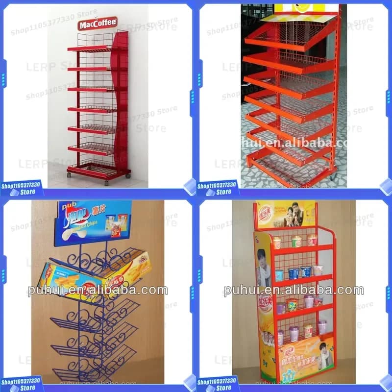 Commercial Bakery Floor Standing Wire Shelf for Bread Pastry Display Retail Store Metal Rack Organizer Kitchen Equipment