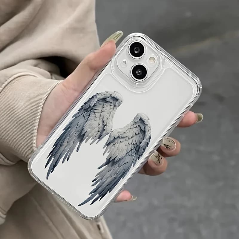 The pattern of angel wings phone case for iPhone 17 16 15 14 13 12 11 Pro/ Max/Plus shock-proof rear cover anti-fingerprint