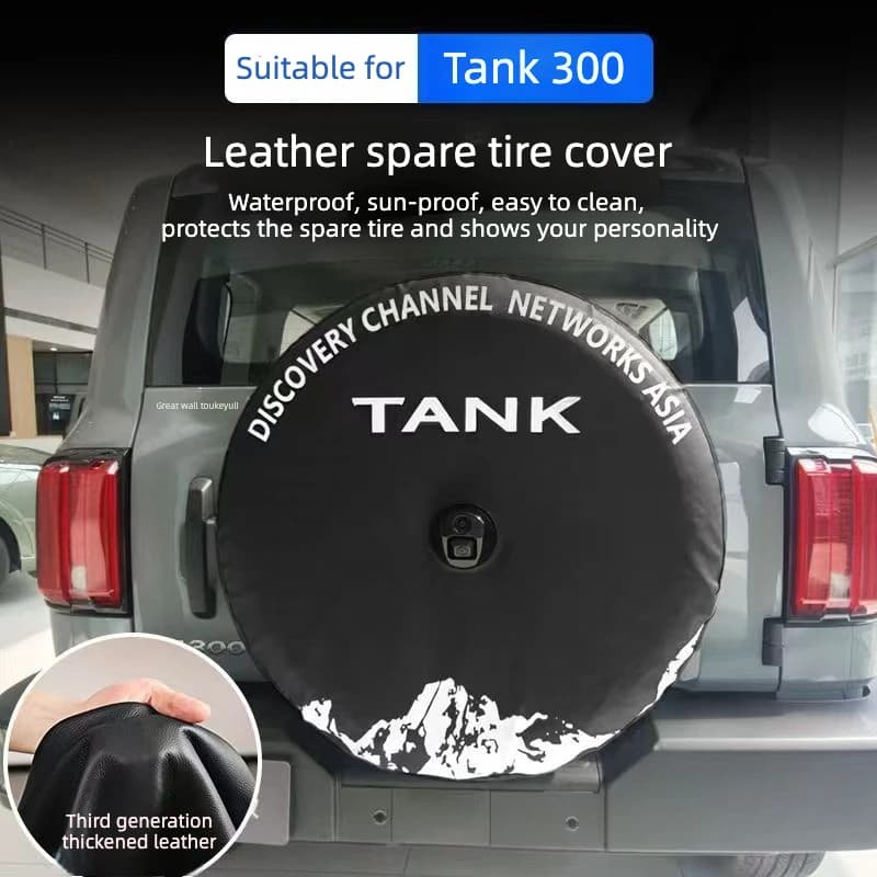 For GWM Tank 300 2025‑2026 Leather Spare Tire Cover UV‑Proof Dust‑Resistant Rear Wheel Protector Exterior Mod Accessories