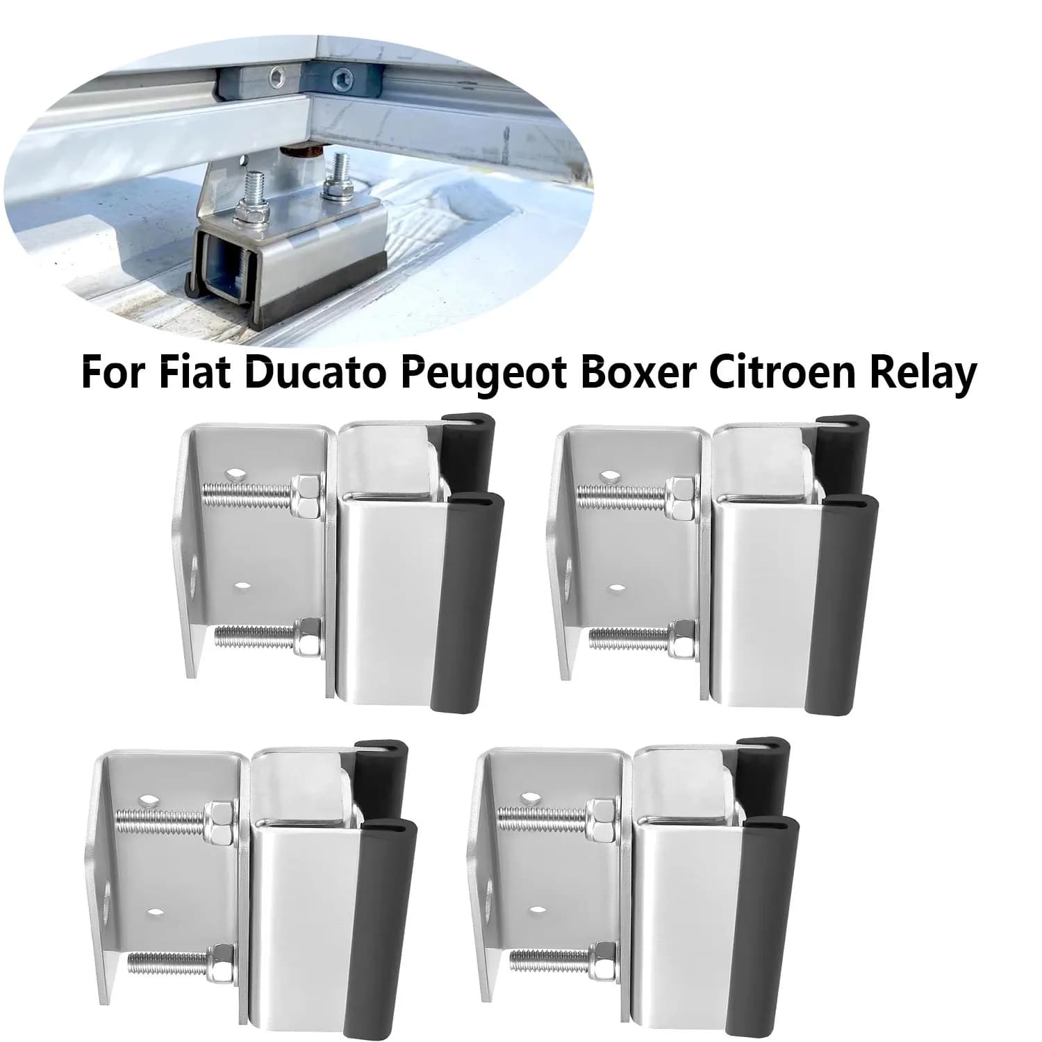 Roof Rail Brackets 4Packs for Fiat Ducato Peugeot Boxer Citroen Relay Camper Van Solar Panel Mount