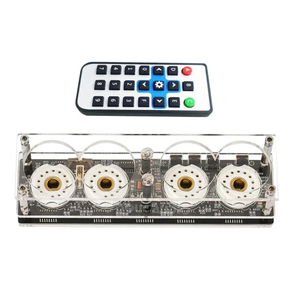 Nixie Tube Clock QS30-1 4 Digit with Remote Control and LED Backlight for Precise Time and Adjustable Lighting Settings