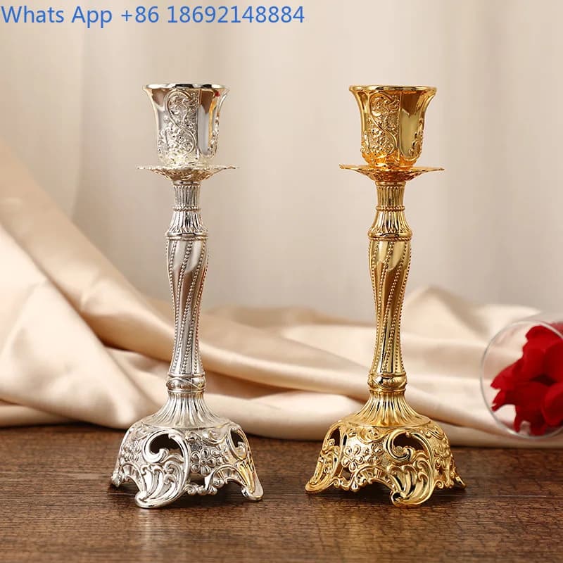 European Retro Zinc Alloy Candle Holder Ornament Hotel Home Craft Candle Holder
