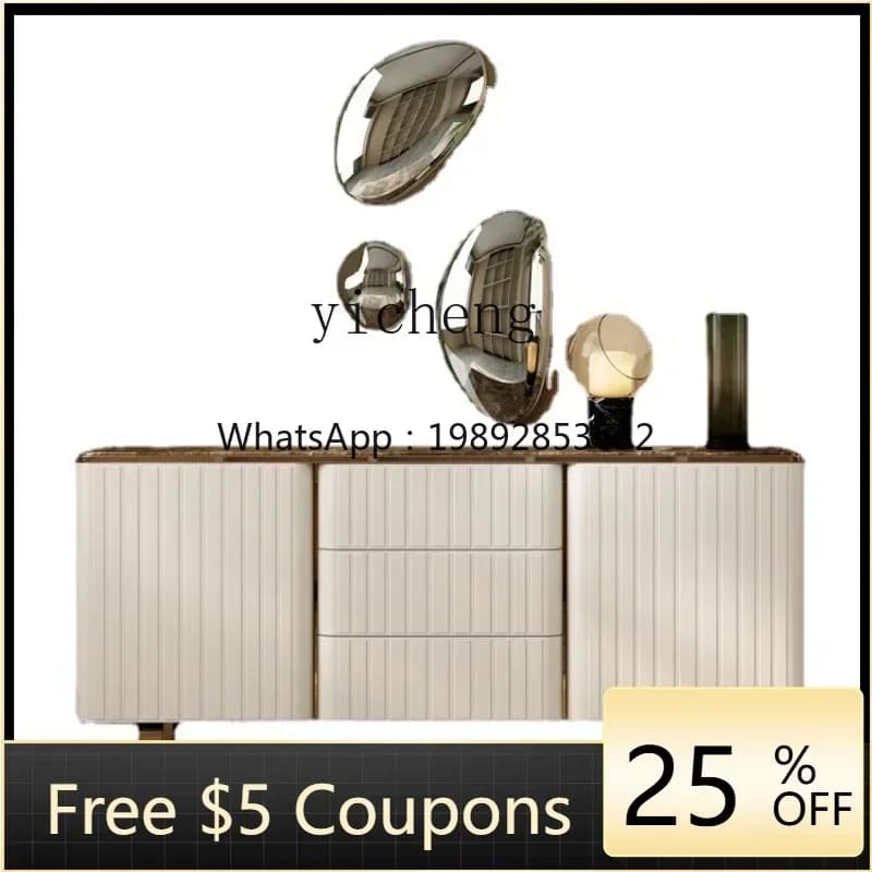 Style Light Luxury High-End Entrance Cabinet Marble Sideboard Cabinet Modern Minimalist Living Room