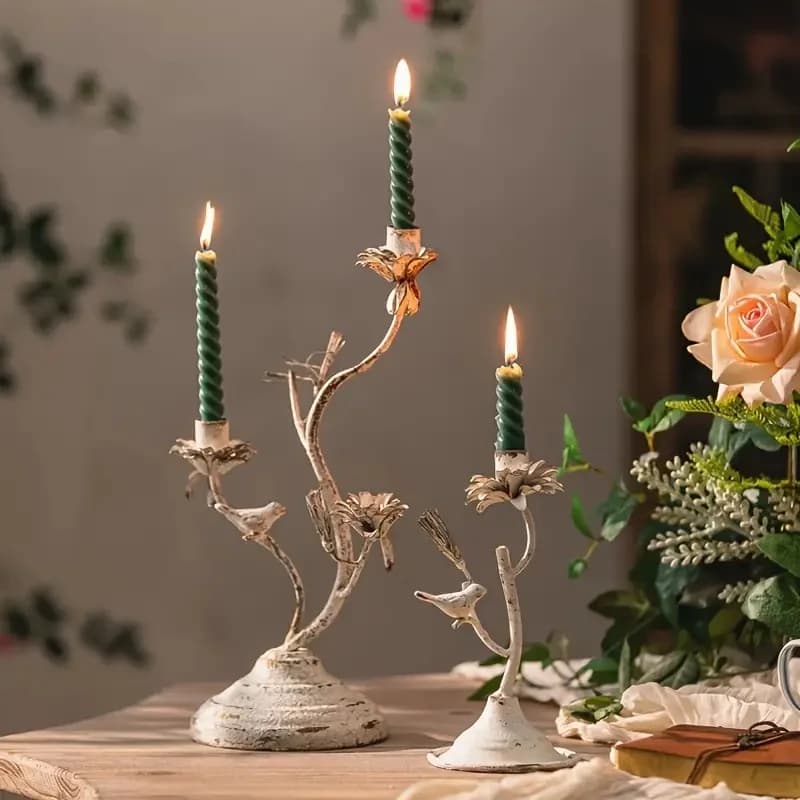 Zml iron art floral candle holder - home decor accent piece for ambiance