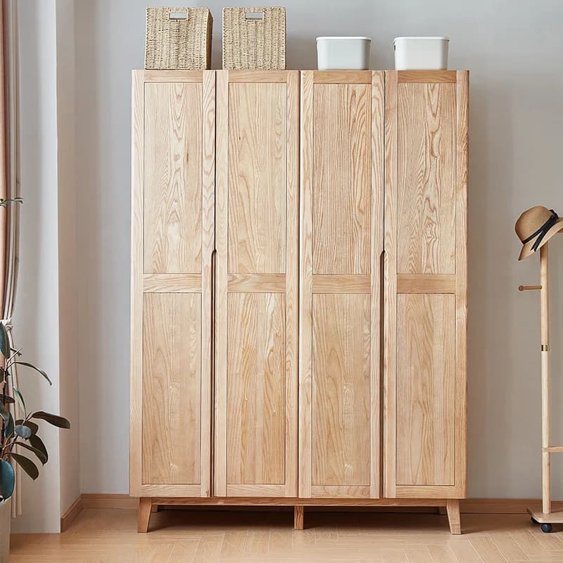 HYS ash wood wardrobe Bedroom Home B & B Large wardrobe Modern simple storage storage cabinet Solid wood swing door wardrobe