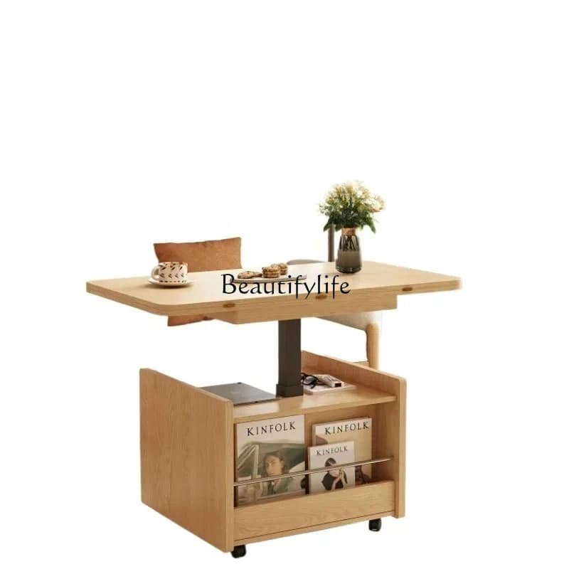 log wind small apartment lifting folding coffee table dining table dual-purpose living room tea table
