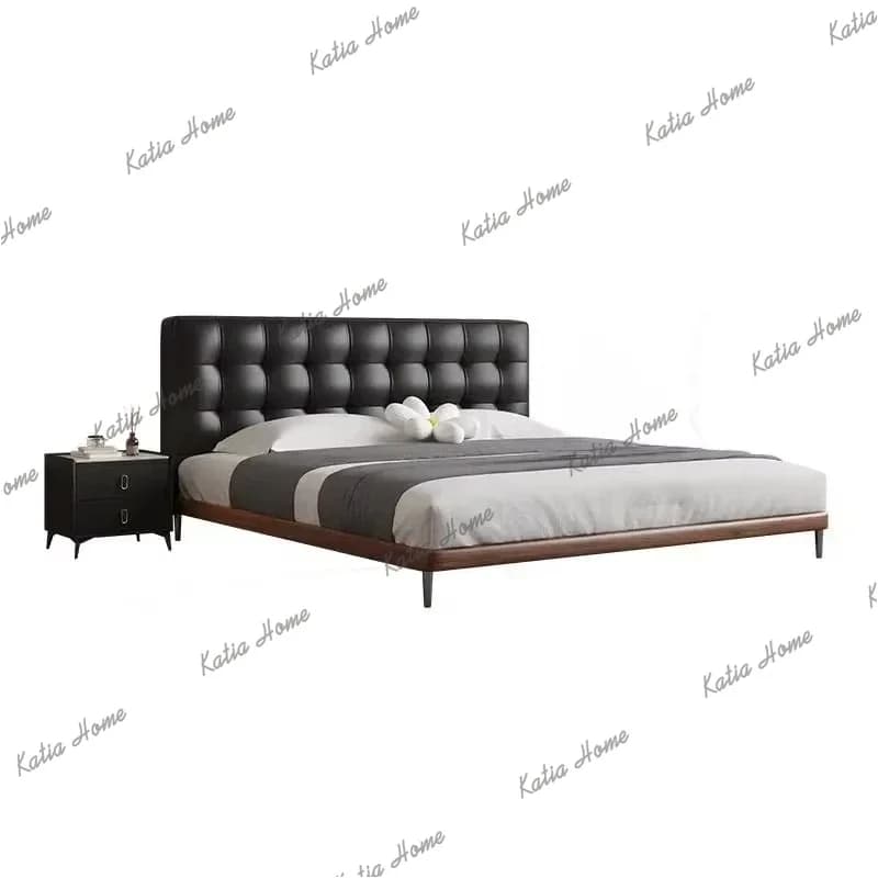 European Queen Double Bed Elegant Pretty Unique Solid Wood Platform Bed Bases Bedroom Modern Cama