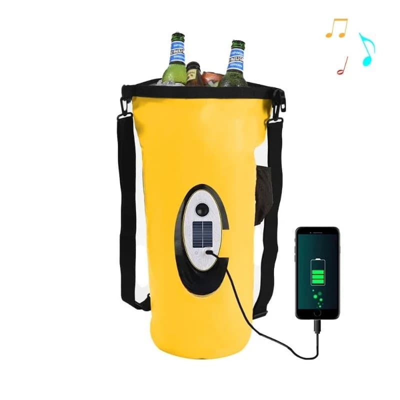 Beach waterproof bag, swimming and rafting solar audio waterproof bucket bag.