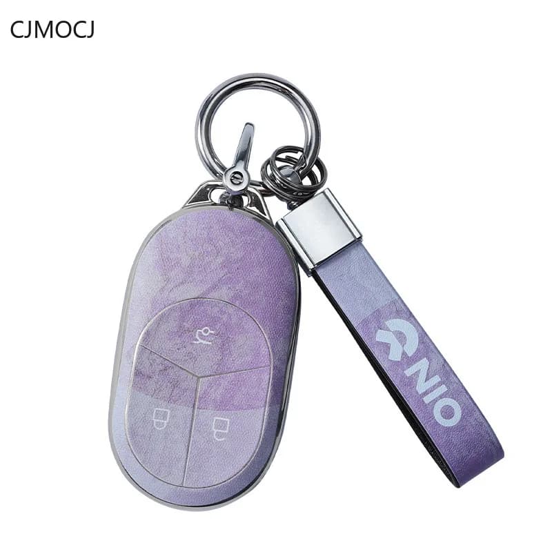 Premium TPU Key Cover Case for NIO ES6 / ET5T / ES8 / EC6 / ET7 (2024) - Marble Pattern Protective Key Fob Shell Keychain