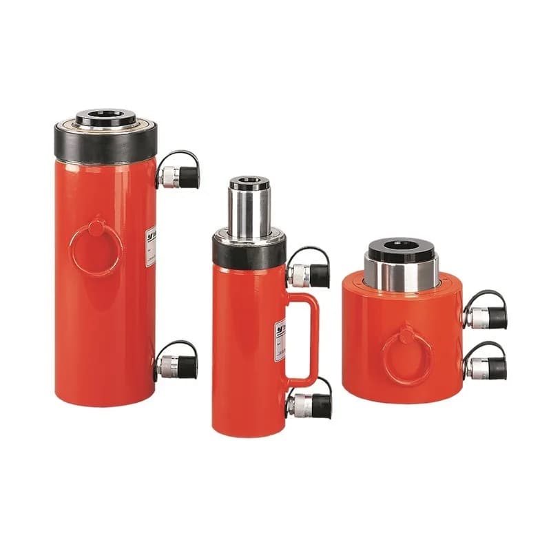 Double acting hollow split electric manual pump, hydraulic cylinder jack