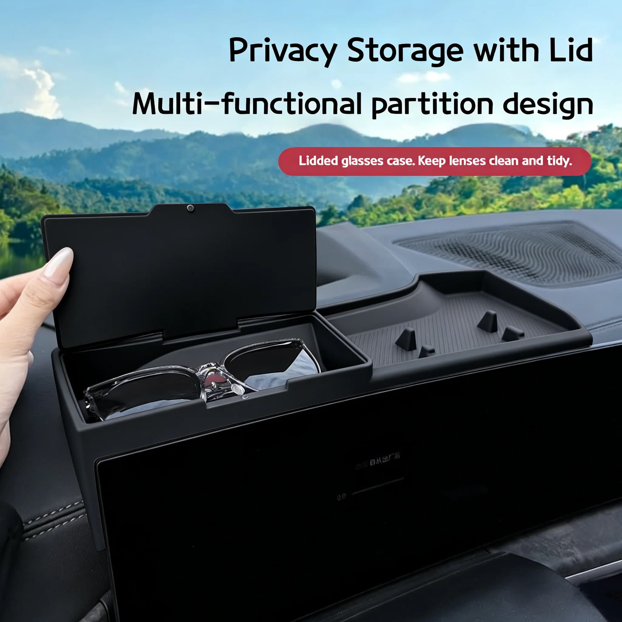 Central Control Navigation Behind Screen Storage Box For BMW X5 X6 X7 G05 G06 G07 2023-2026 Dashboard Organizer Non-slip Tray