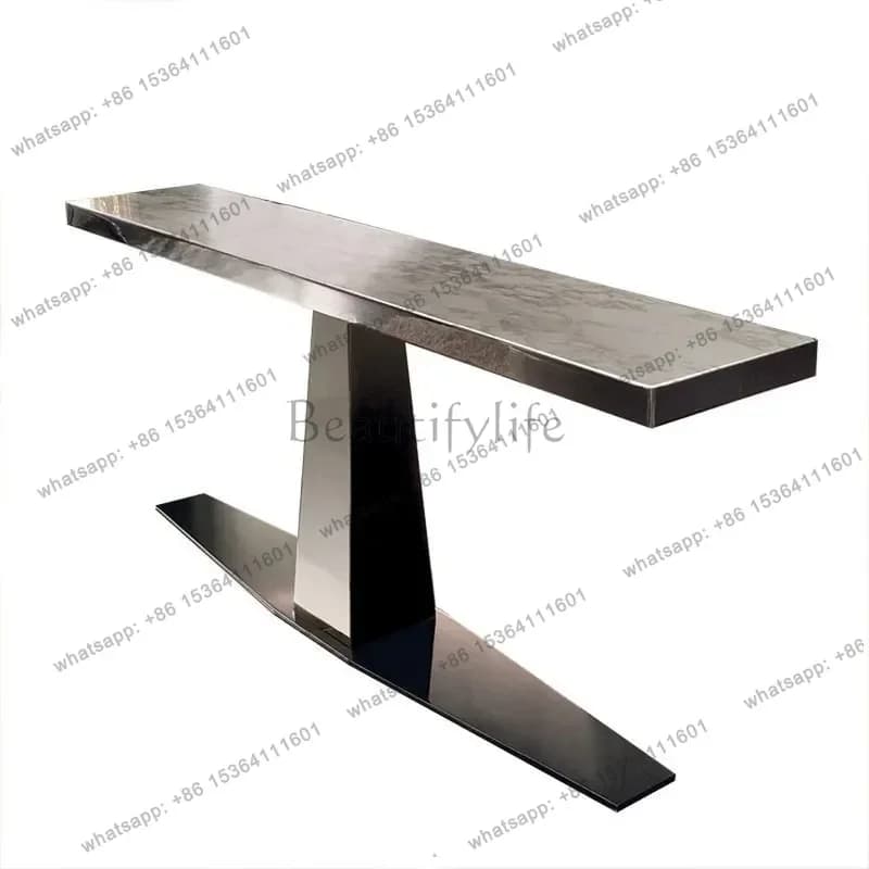 YJ Italian Minimalist Entryway Console Table Metal Legs Slim Sofa Table Long Narrow Side Board Gold Accent Home Furniture