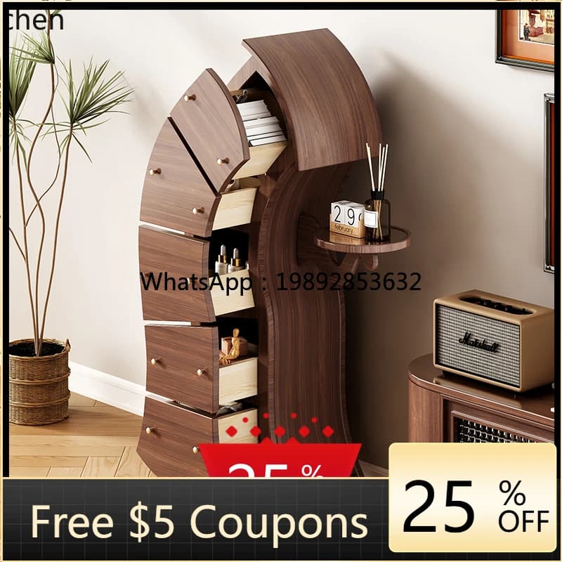 solid wood creative bedroom storage cabinet living room robot chest of drawers against the wall storage