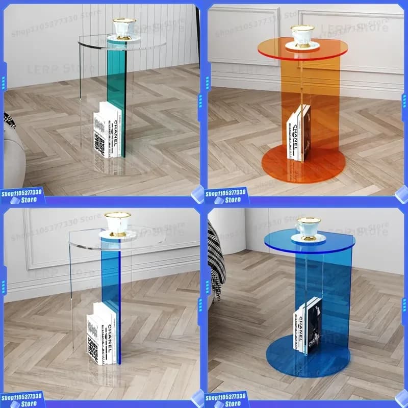 Nordic Acrylic Side Table Luxury Designer Small Coffee Table for Living Room Corner Sofa Bay Window Special Shaped End Table