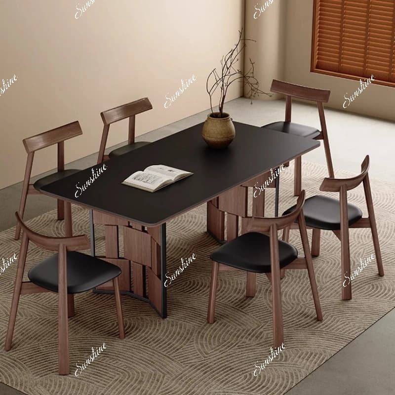 Small apartment dining table household slate modern simple rectangular dining table
