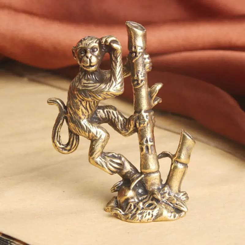Solid Brass Monkey Figurine Statue House Office Decoration Animal Figurines Toys