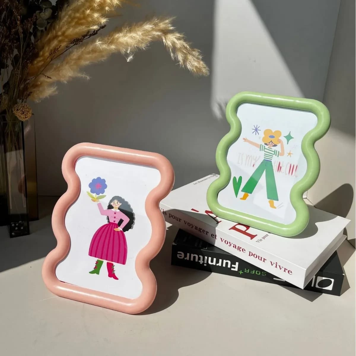 Minimalist Picture Frame Cartoon Creativity Tabletop PVC Frame for Photos Quality Pink/Green/Blue Cute Frames Home Decor Gifts
