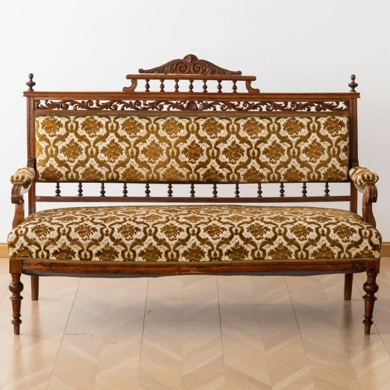 Vintage solid wood carving flower sofa bench sofa apartment living room