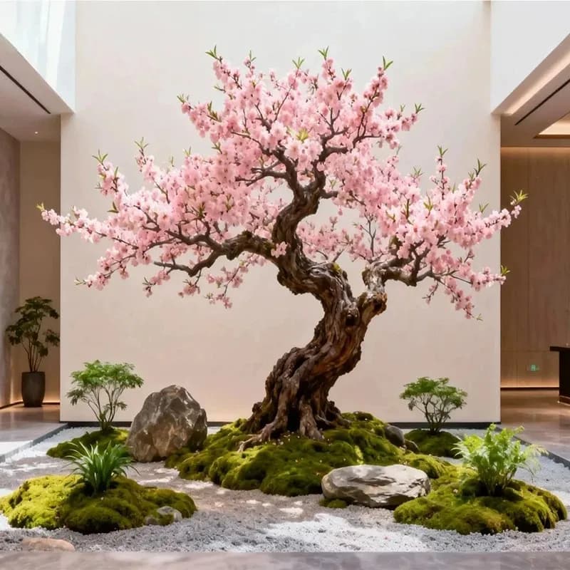 Simulation tree indoor beauty decoration cherry blossom tree New Year's Eve shopping mall hotel soft decoration decoration scene