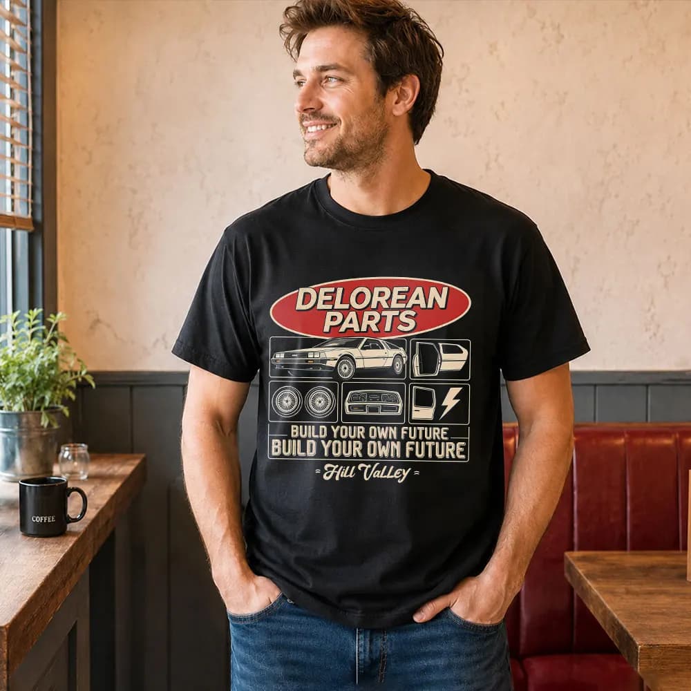 Back To The Future T‑Shirt Biff's Automotive Detailing Print Tees 0814 Hill Valley DeLorean 88MPH Time Machine Short Sleeve Tops