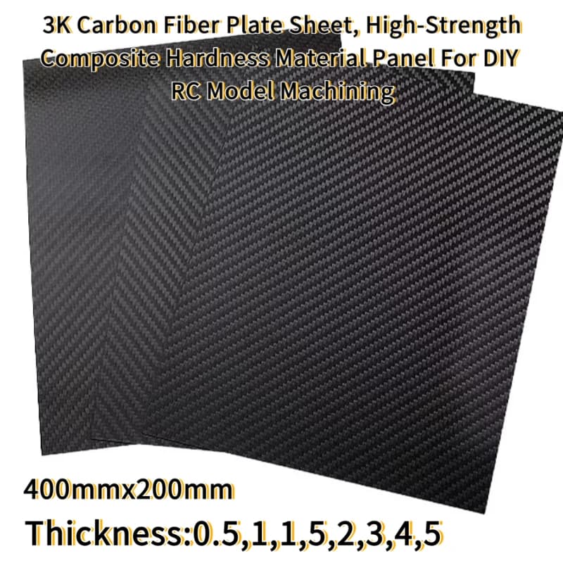 400x200mm 3K Carbon Fiber Plate Sheet, High-Strength Composite Hardness Material Panel RC Model Machining