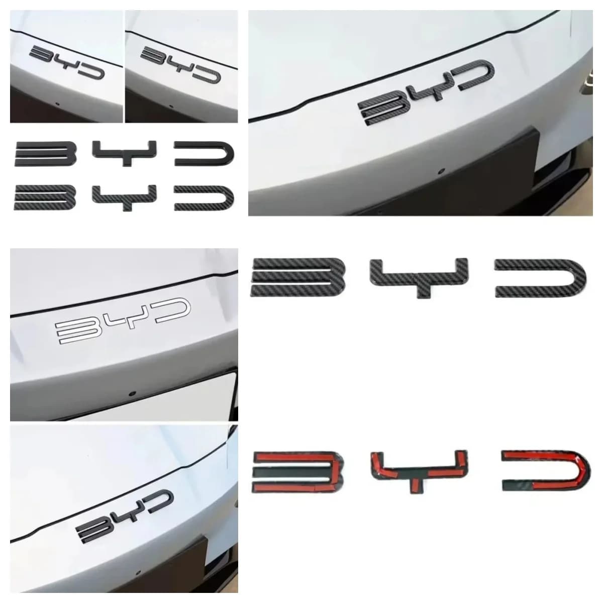 3D Carbon Fiber Badge Decal Sticker Fit Front Rear And Steering Wheel For BYD Atto 3 Yuan Song Seal Dolphin Han Tang Auto Exteri