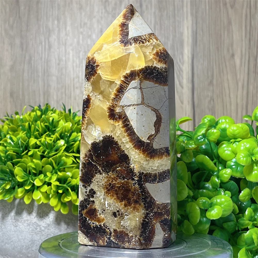 Stone Septarium Tower Crystal Natural Quartz Reiki Carving Healing Specimen Mineral Specimen Home Stone Decoration Gift Energy