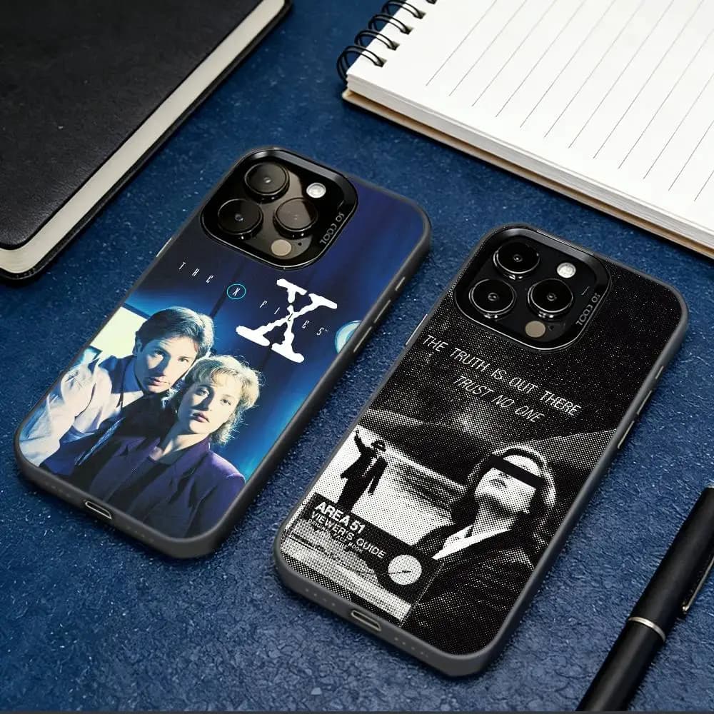 T-The X-Files Phone Case For iPhone 17,16,15,14,13,12,11 Plus,Pro Max,XS,Colored Silver Plated Inside Cover