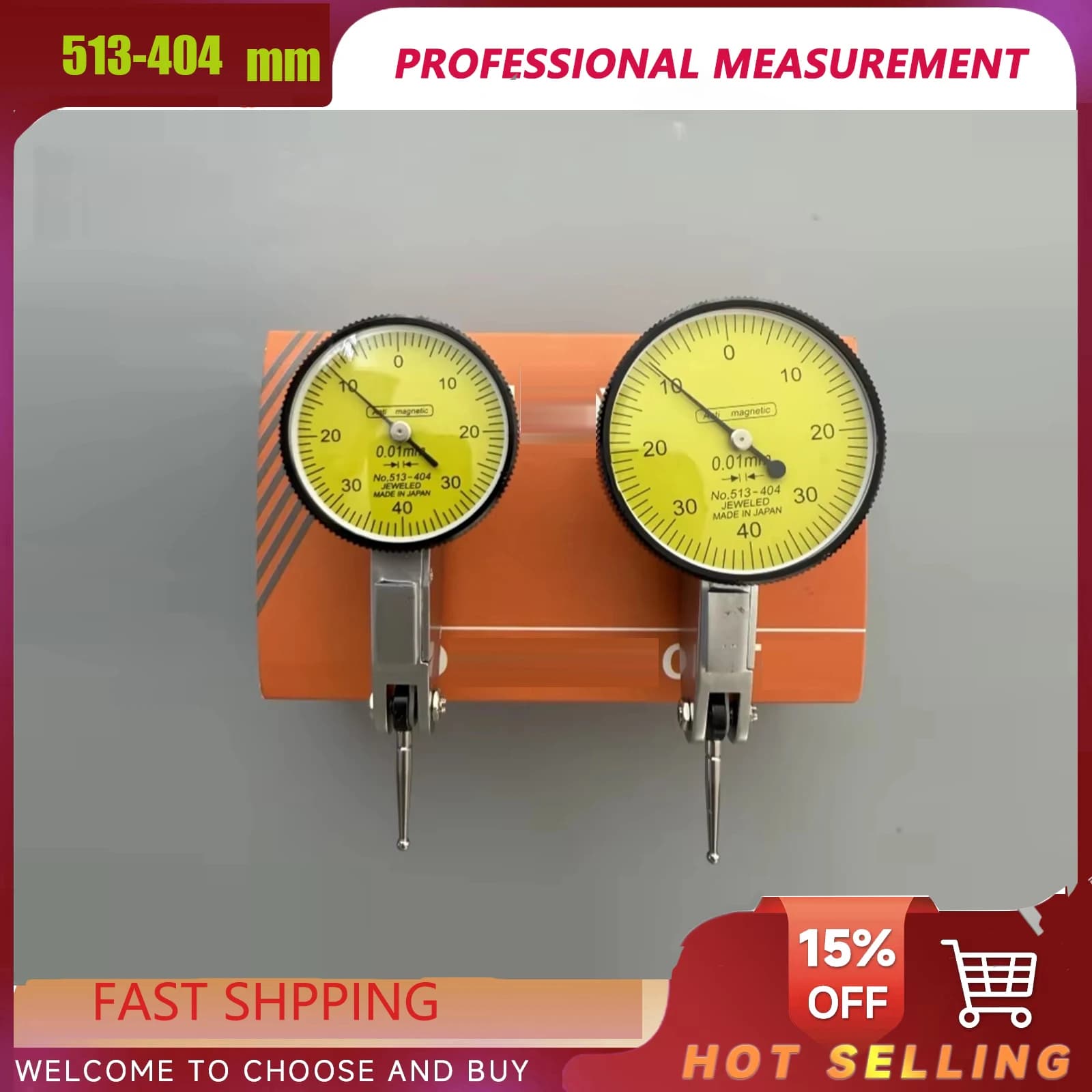 Original Japan 513-404 CNC Micrometer Lever Dial Indicator 0.01mm Resolution 0-0.8mm Anti-Magnetic Precision Measuring Gauge