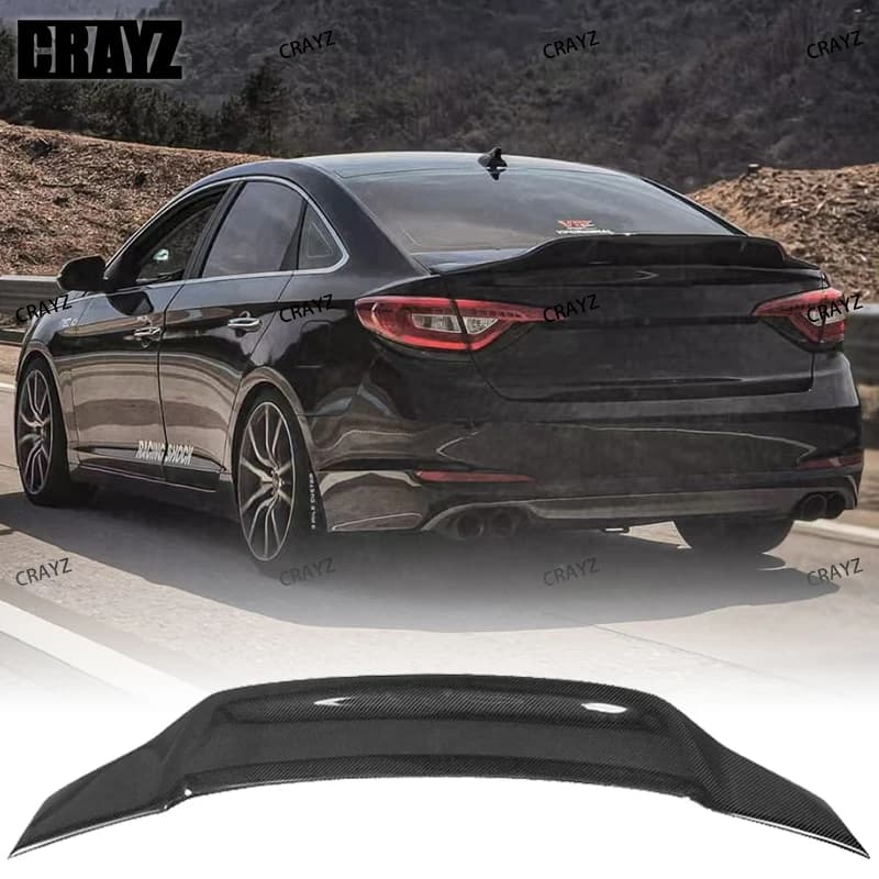 Suitable For Modern Sonata 9 R Style Carbon Fiber Black Rear Trunk Lid Spoiler Wing Body Sports Modification Kit 2015 2016 2017