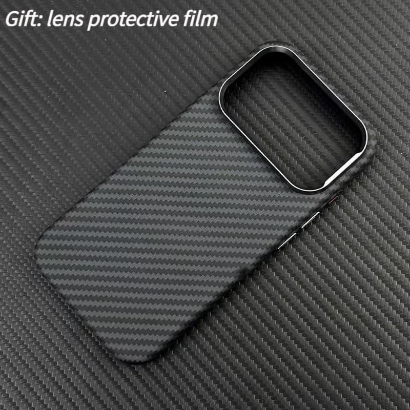 Ultrathin Carbon Fiber Texture Armor Case for  with Wireless Charging Hard Cover Alloy Lens Compatible with 17 17Pro Max 16 pro