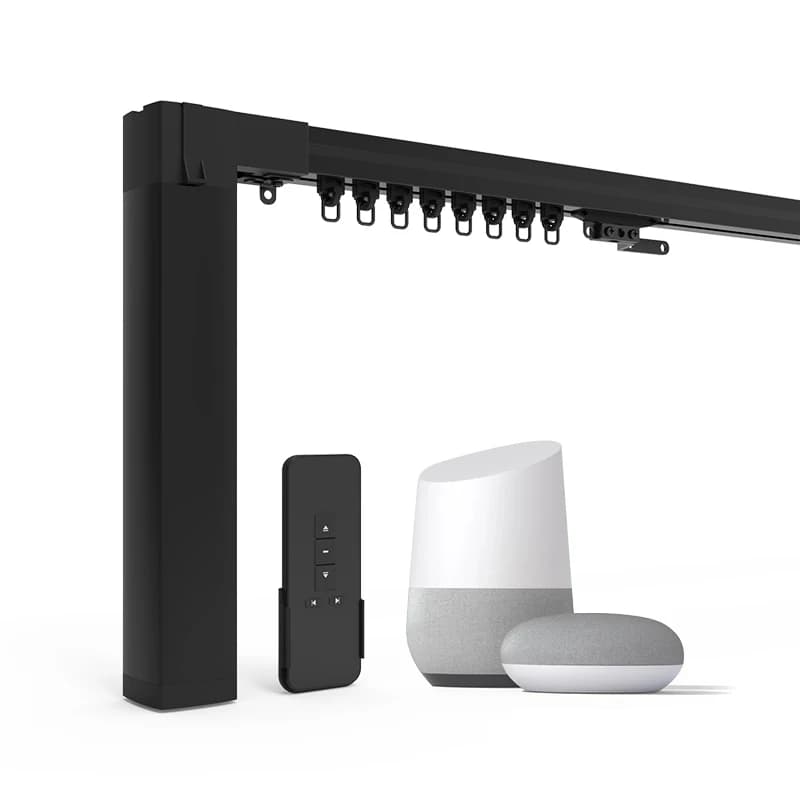 Black Color Track Remote Control APP Google Home Alexa Voice Control Smart Curtain Motor