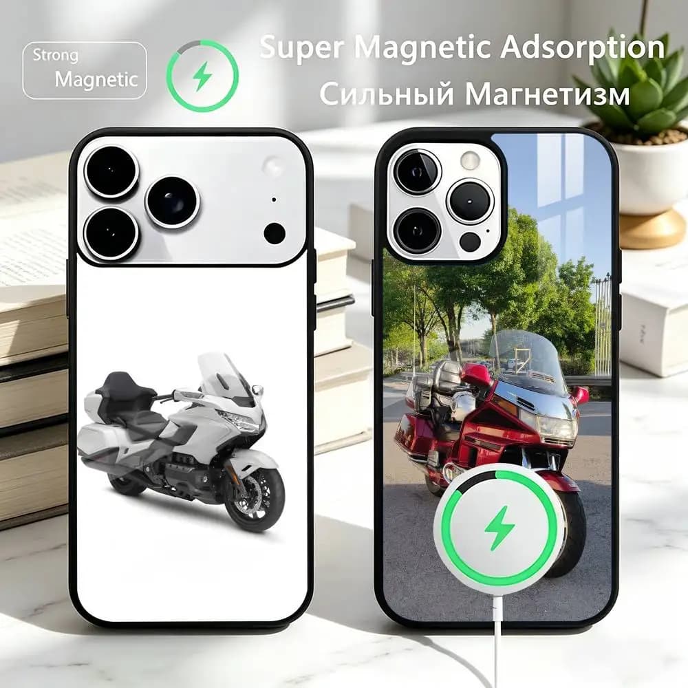Hit Product Moto Cool Gold Wing Phone Case For iPhone17,16,15,14,13,12 Plus,Pro Supports Magnetic Wireless Charging