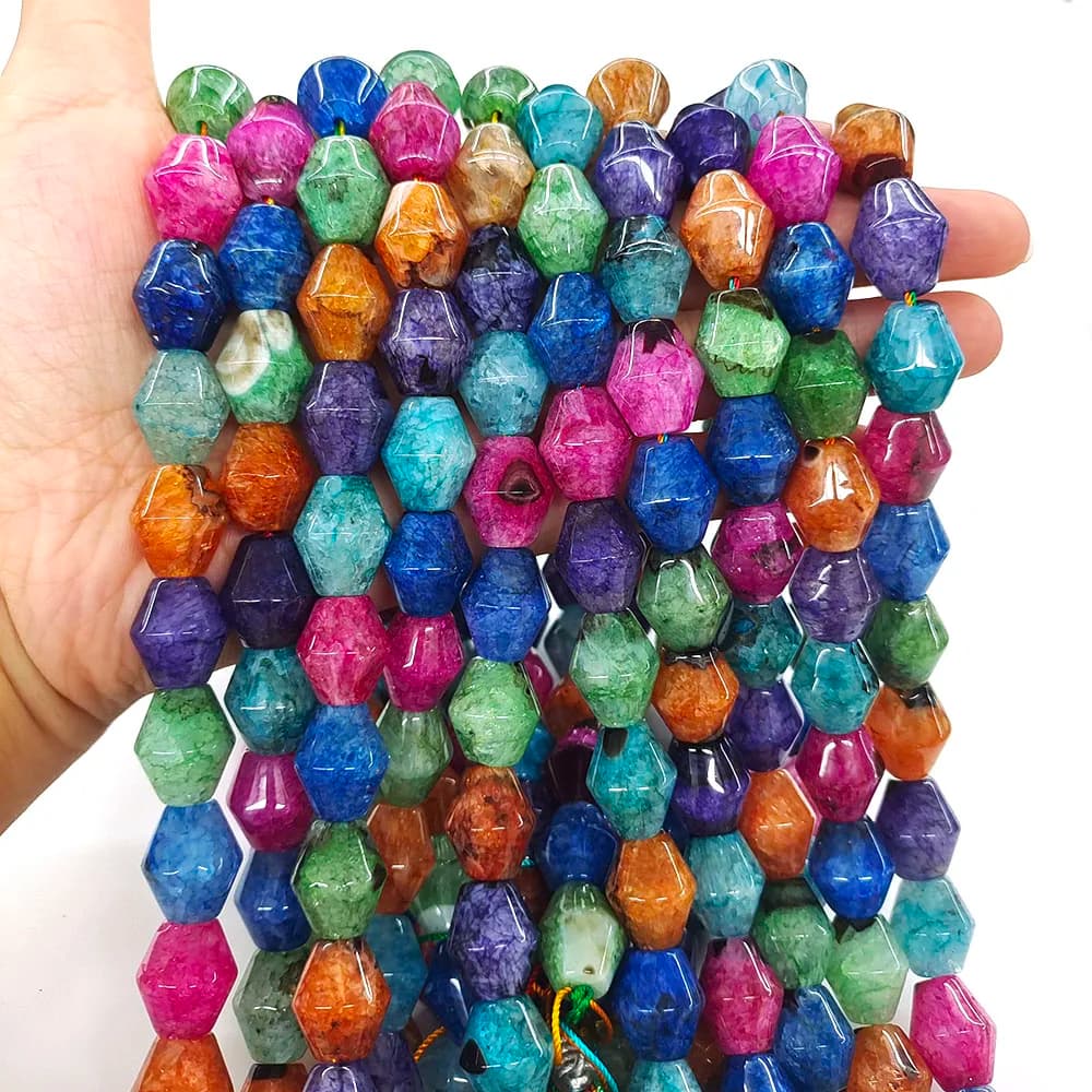 15x13mm Lantern Shape Bead Natural Gemstone Uruguayan Agate Crystal Quartz Bicone Beads For DIY Stone Jewelry Making Accessories