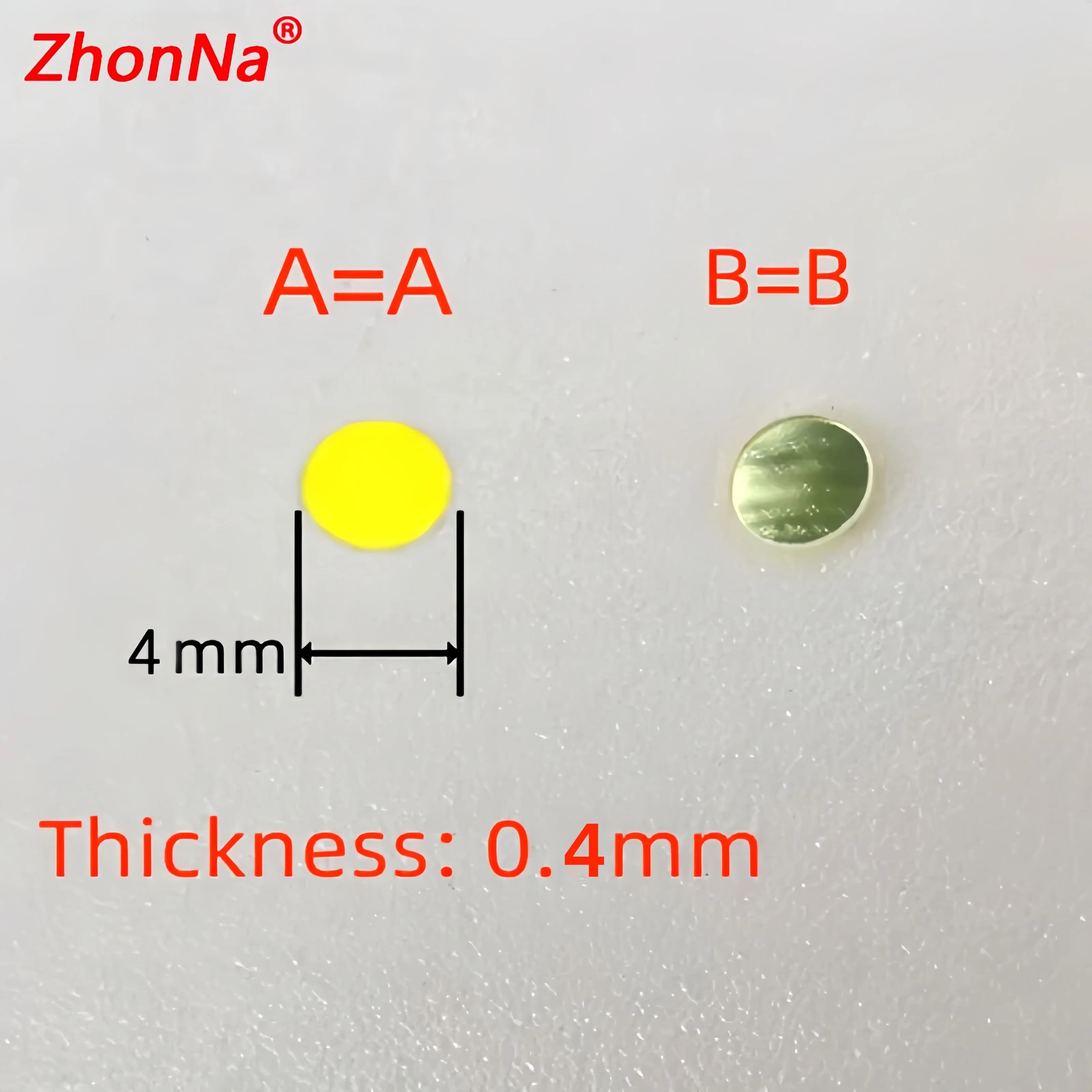 High-Quality Coated Transmission Fluorescent Film White Laser Accessories Diameter 4mm, Thickness 0.6mmAccessories and Drawings