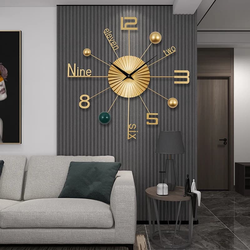 Nordic Living Room Wall Clock Metal Restaurant Number Clock Mural Watch Entrance Hall Luxury Mute  Wall Clock Home Decor