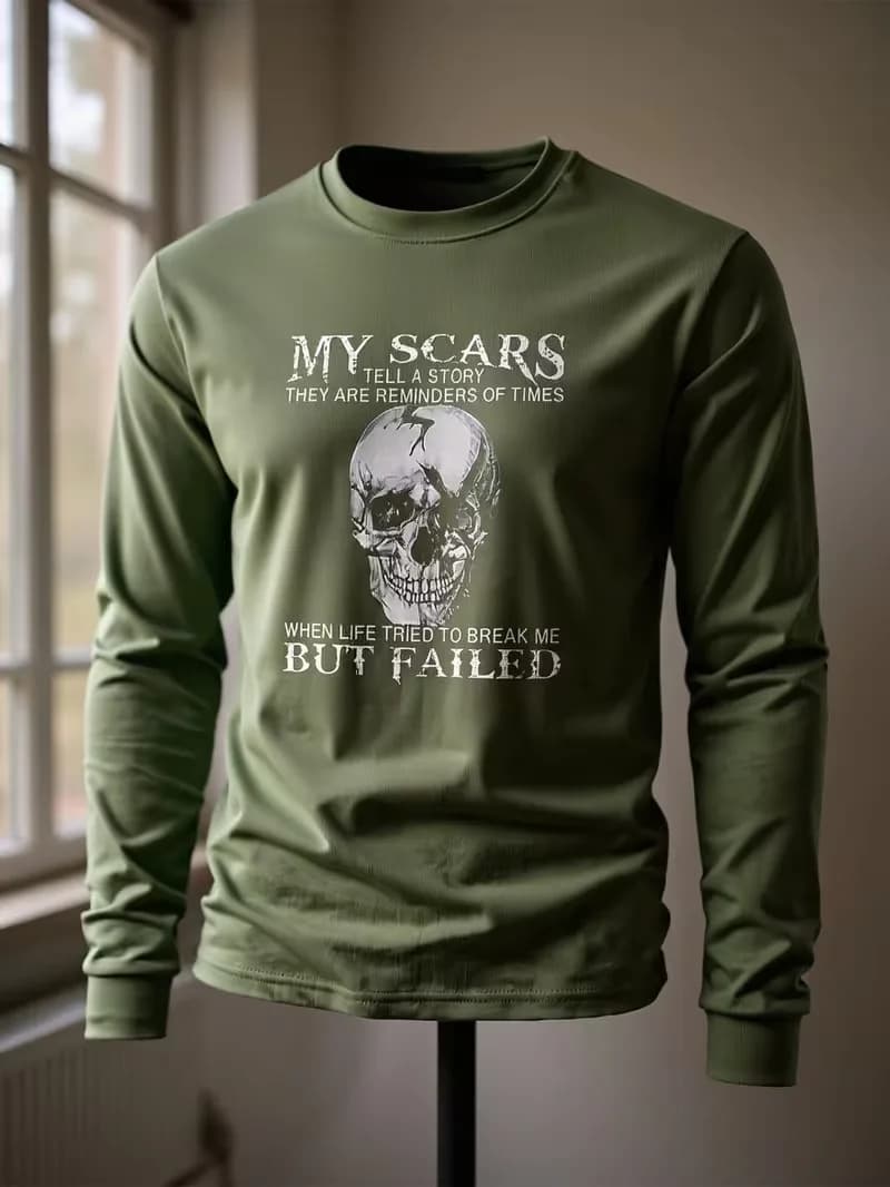 Fashion Retro Creative Alphabet Men's Long Sleeved T-Shirt Spring And Autumn Comfortable Daily Casual Street Loose Men Clothing