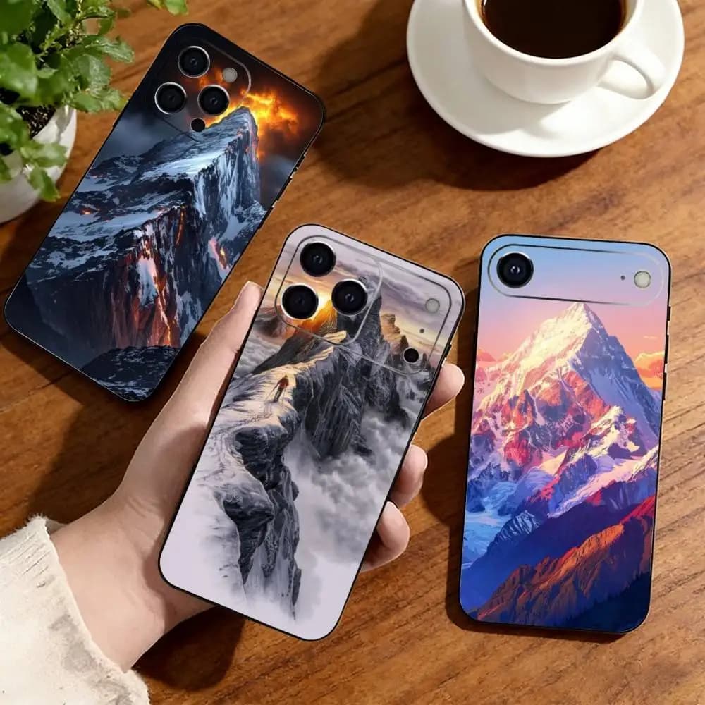 Snow Mountain  Phone Case For iPhone17,16,15,14,13,12,11 Plus,Pro Others Soft Black Cover