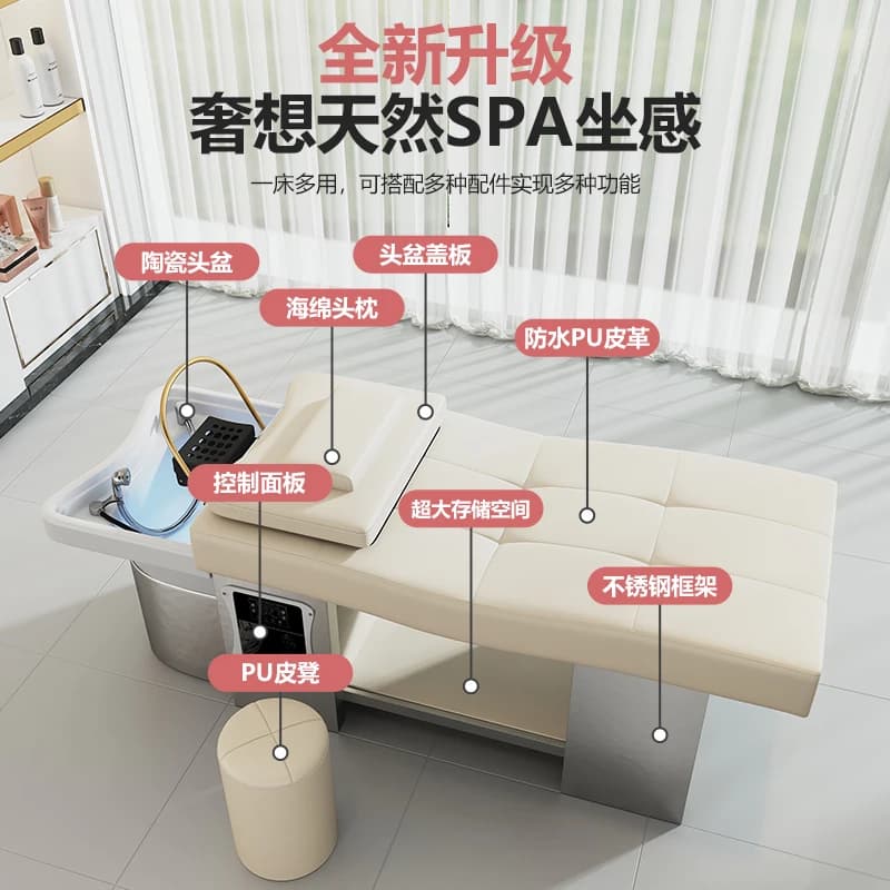 Customized Thai Head Fumigation Ceramic Basin Stainless Steel Shampoo Bed Hair Barber Shop   Salon Hair Salon Special